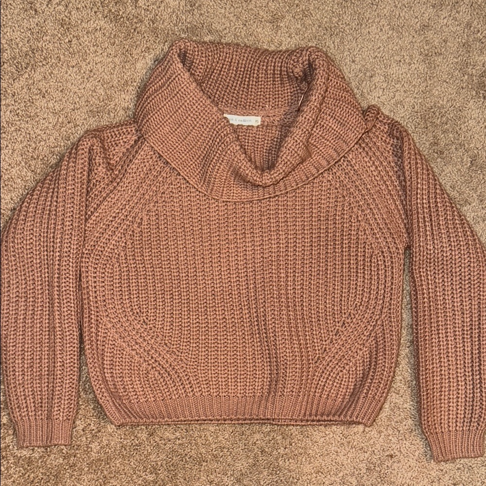 Moon & Madison Brown Cowl Neck Sweater